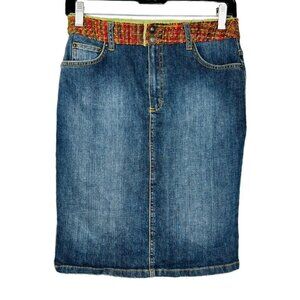 Vintage Betty Barlay Denim Pencil Midi Skirt Women Size 4